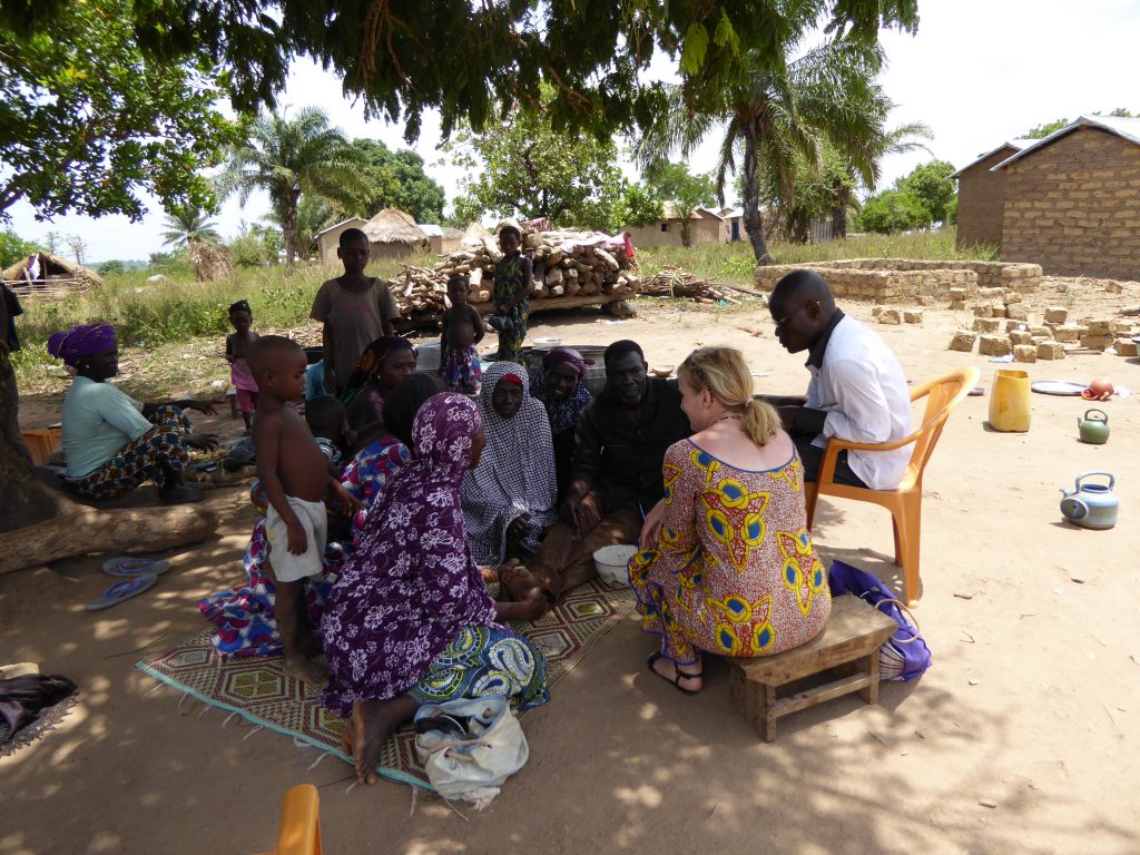 Cecilia Öman meeting villagers in distant African village